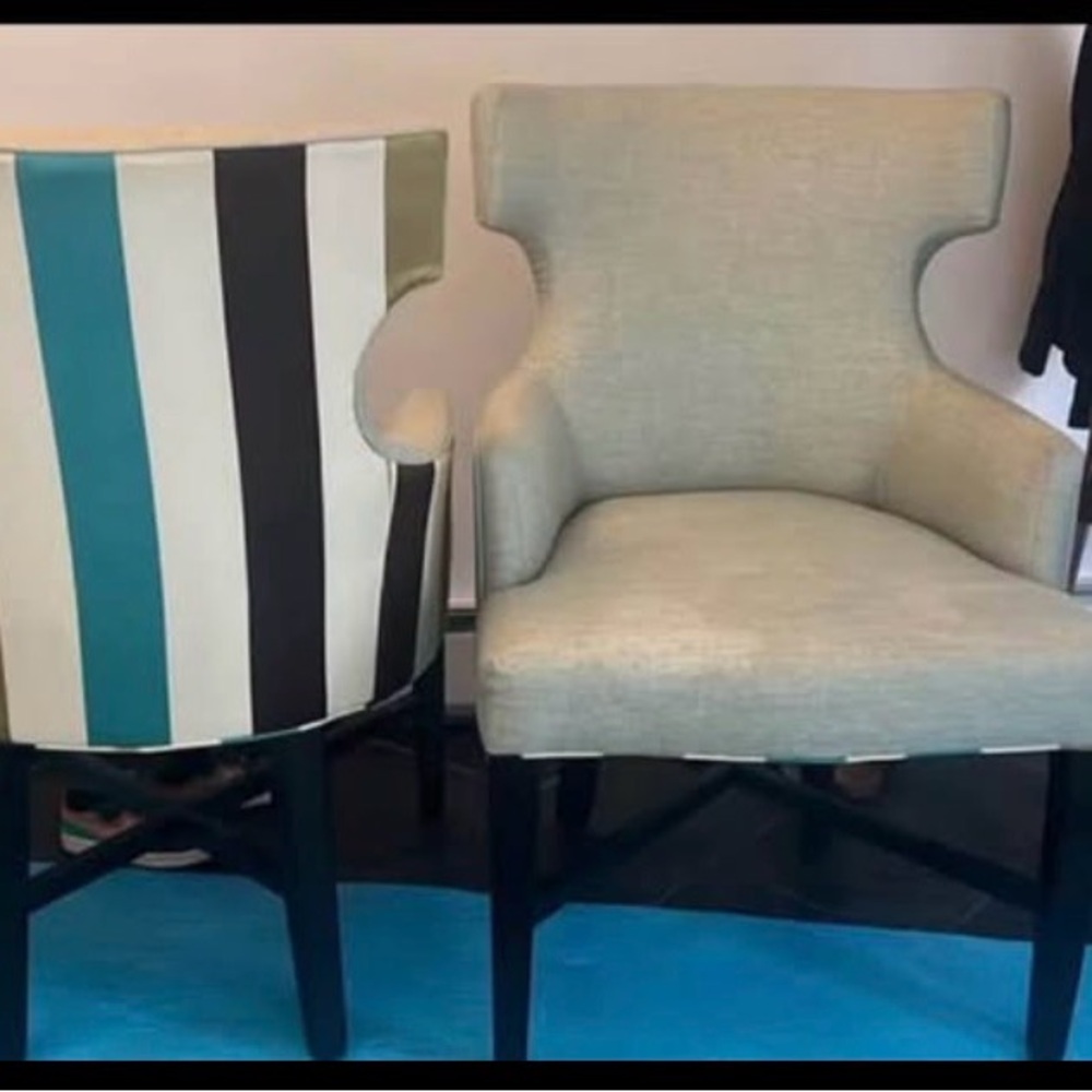 Six Dinning Chairs with Striped Back
